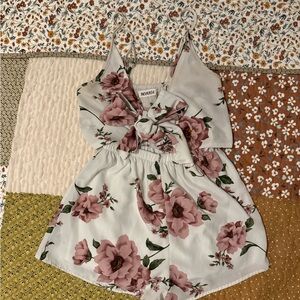 Reverse Pink Floral Satin Cami and Shorts Set on Cream